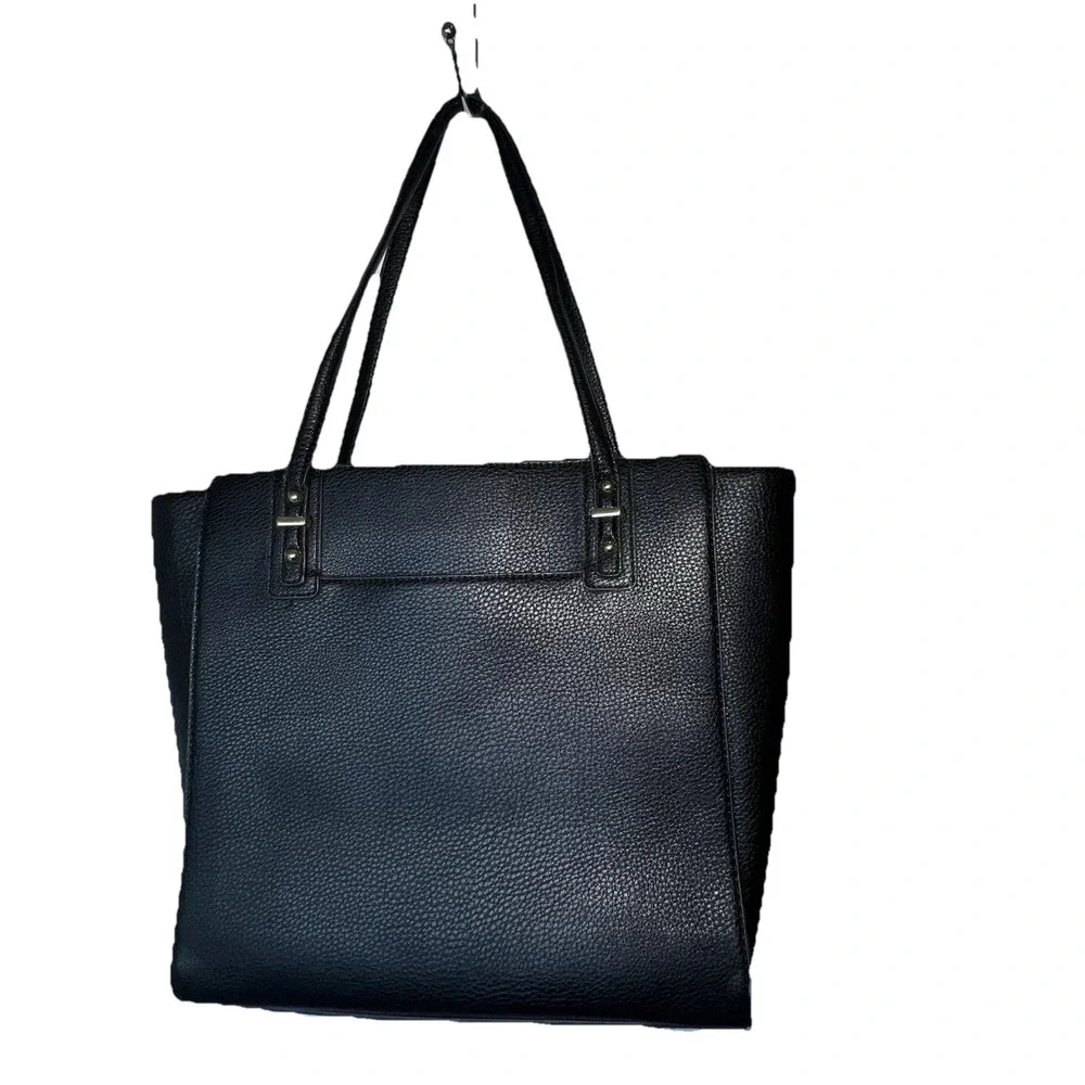 Anne Klein Perfect Shopper Large Tote Shoulder Bag Faux Leather Black